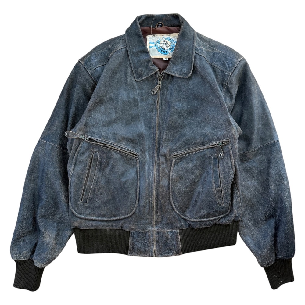 80s M. Julian Adventures Leather Bomber Jacket Distressed Flight Size 42 Brown